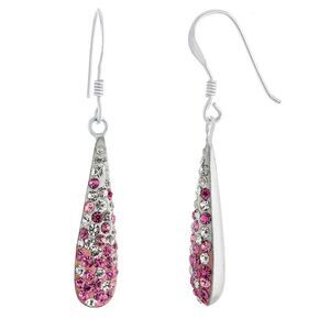 Giani Bernini Pink Pave Two Tone Crystal Teardrop Earrings Sterling Silver NEW